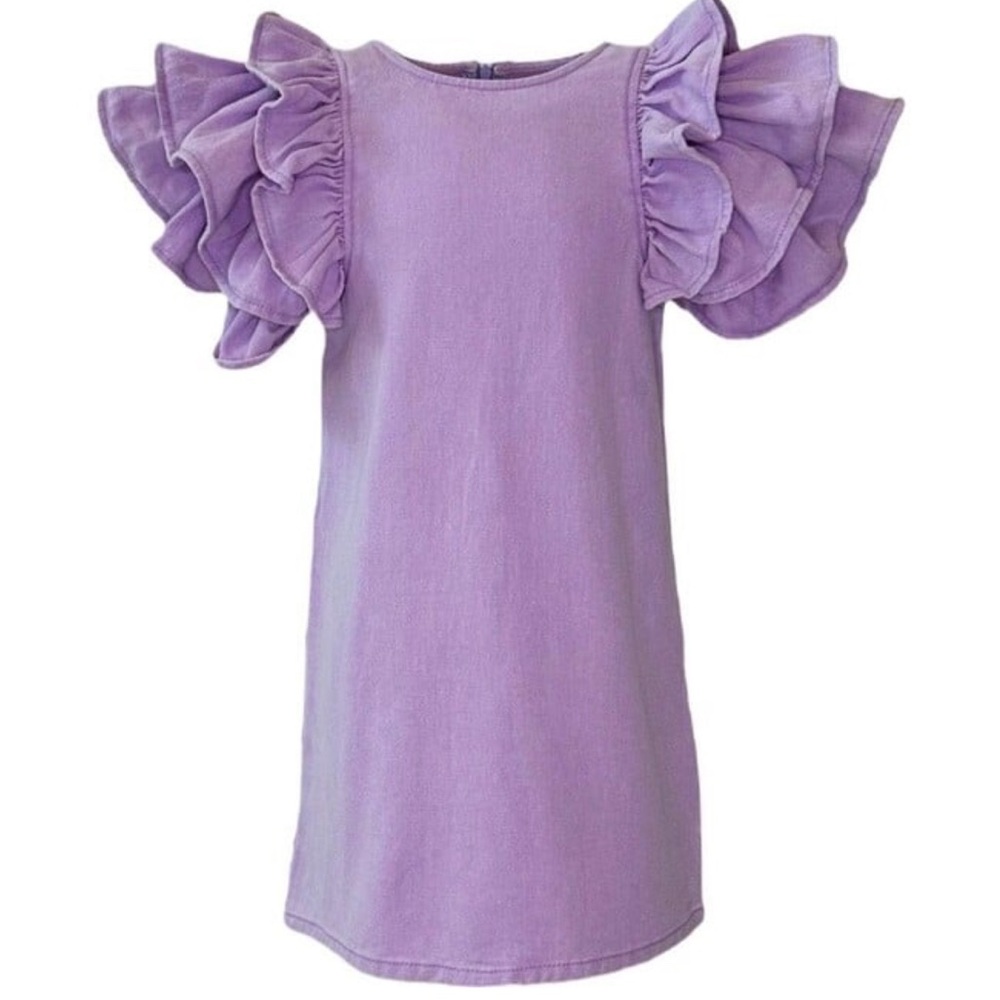 NWT Lola and the Boys LAVENDER HAZE RUFFLE DENIM DRESS 12